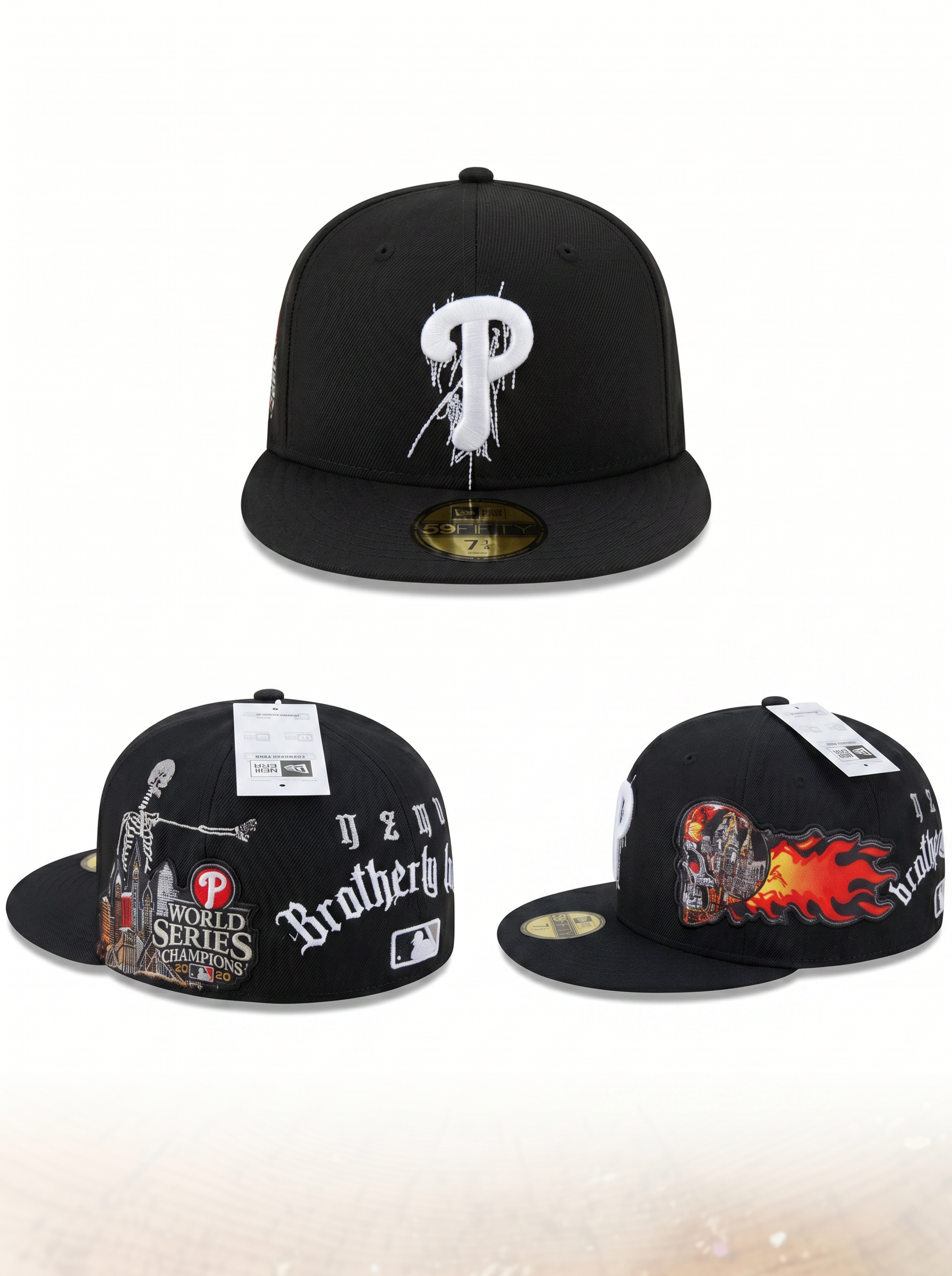 New Era 59FIFTY Philadelphia Phillies Black skeleton